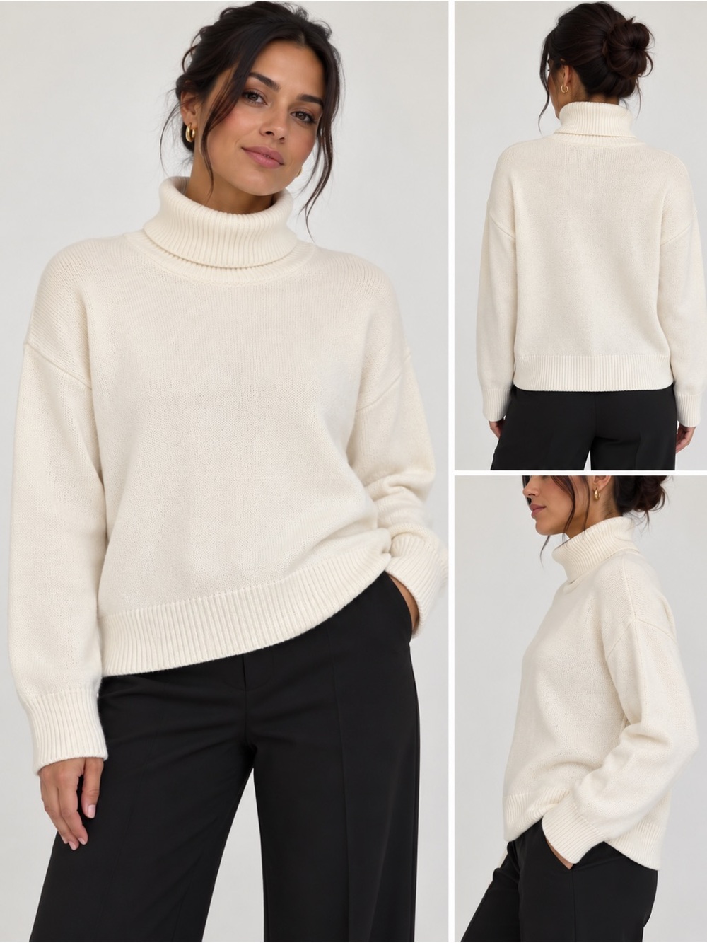 💎 Aritzia TNA York Turtleneck Sweater Ivory Cream Size M